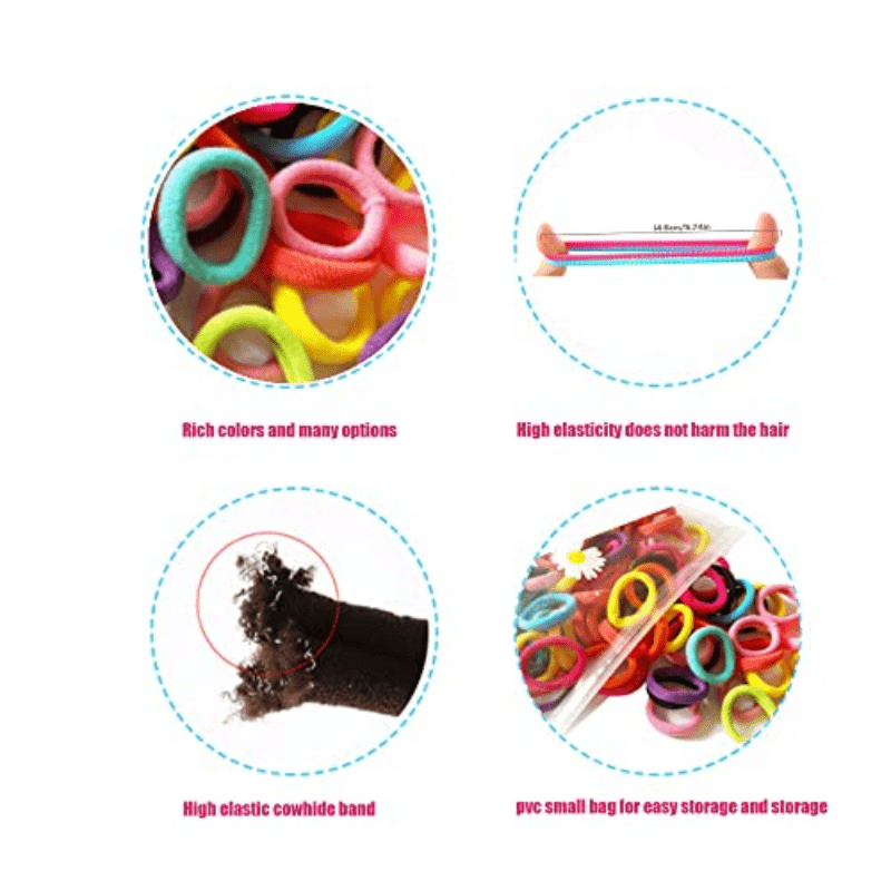 50 Pcs Multicolor Hair Ties for Girls, Soft Elastic Ponytail Holders