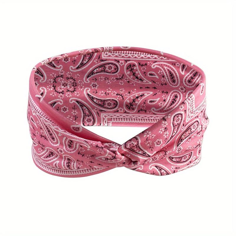 Boho Wide Brim Headbands Floral Elastic Sweatband