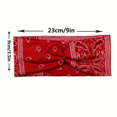 Boho Wide Brim Headbands Floral Elastic Sweatband
