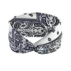 Boho Wide Brim Headbands Floral Elastic Sweatband