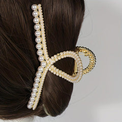 Large Faux Pearl Hair Claw for Women Girls