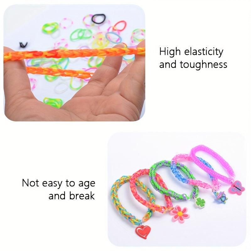 15pcs Rainbow Rubber Band DIY Colorful Hair Tie Bracelet Braid Hair Rope