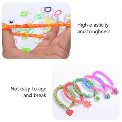 15pcs Rainbow Rubber Band DIY Colorful Hair Tie Bracelet Braid Hair Rope