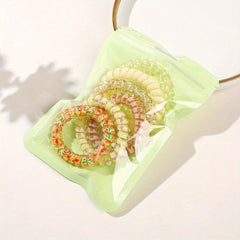 6pcs Candy Spiral Hair Tie Hair Sing No Crease Hair Ring Hair Accessories