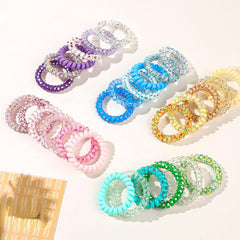 6pcs Candy Spiral Hair Tie Hair Sing No Crease Hair Ring Hair Accessories