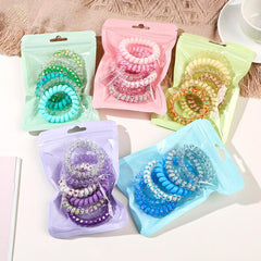 6pcs Candy Spiral Hair Tie Hair Sing No Crease Hair Ring Hair Accessories