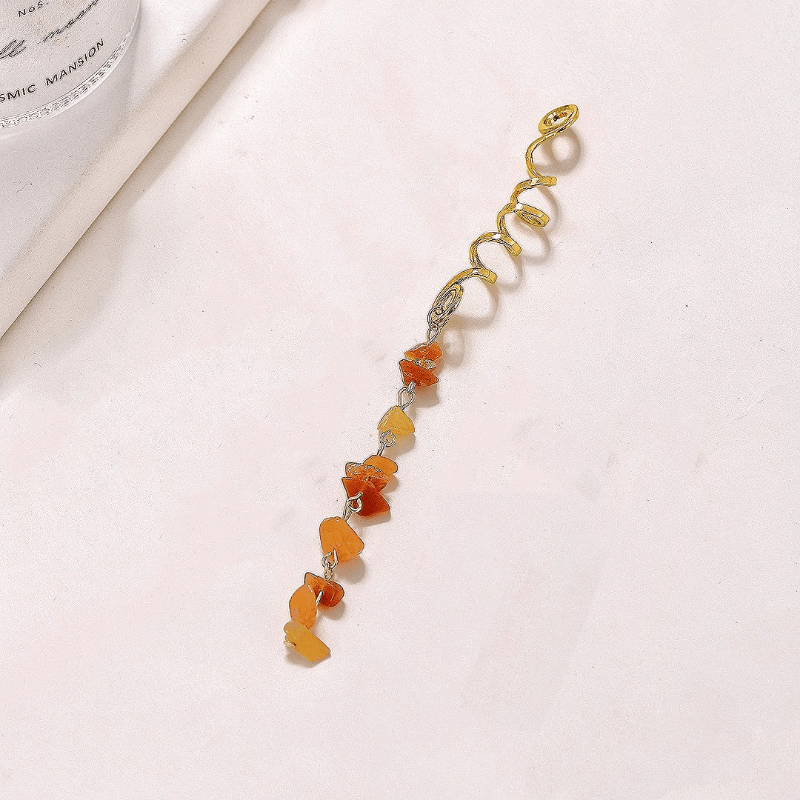 Braided Hair Ring Natural Stone Pendant Vintage Accessories