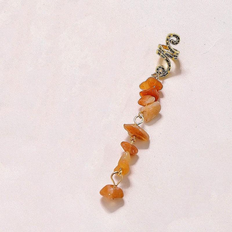 Braided Hair Ring Natural Stone Pendant Vintage Accessories