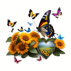 Sunflower Butterfly Pattern Iron on Patches Heat Transfer Sticker DIY