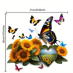 Sunflower Butterfly Pattern Iron on Patches Heat Transfer Sticker DIY