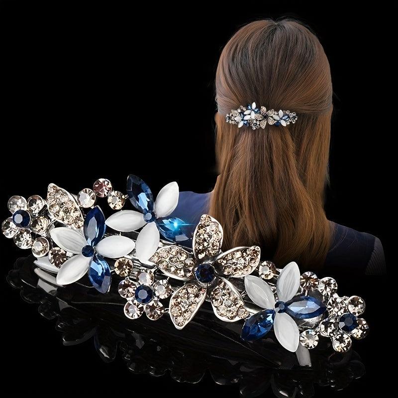 Rhinestone Flower Hair Clip French Barrette Hair Accessories