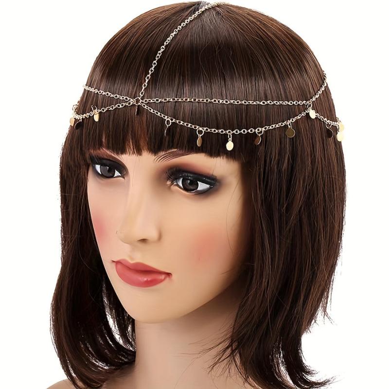 Golden Chain Boho Head Piece with Tassel Hair Accessories for Women