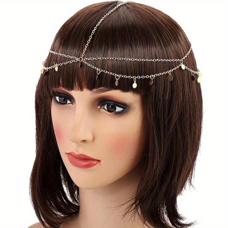 Golden Chain Boho Head Piece with Tassel Hair Accessories for Women