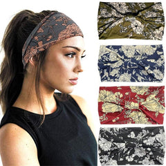 Boho Headband Wide Brimmed Hair Scarf Floral Elastic Turban