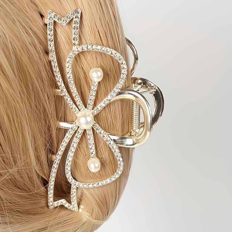Rhinestone Butterfly Bow Hair Clip for Women Girls