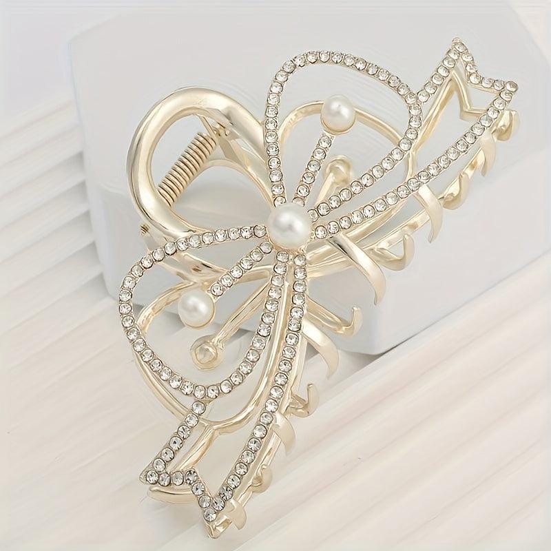 Rhinestone Butterfly Bow Hair Clip for Women Girls