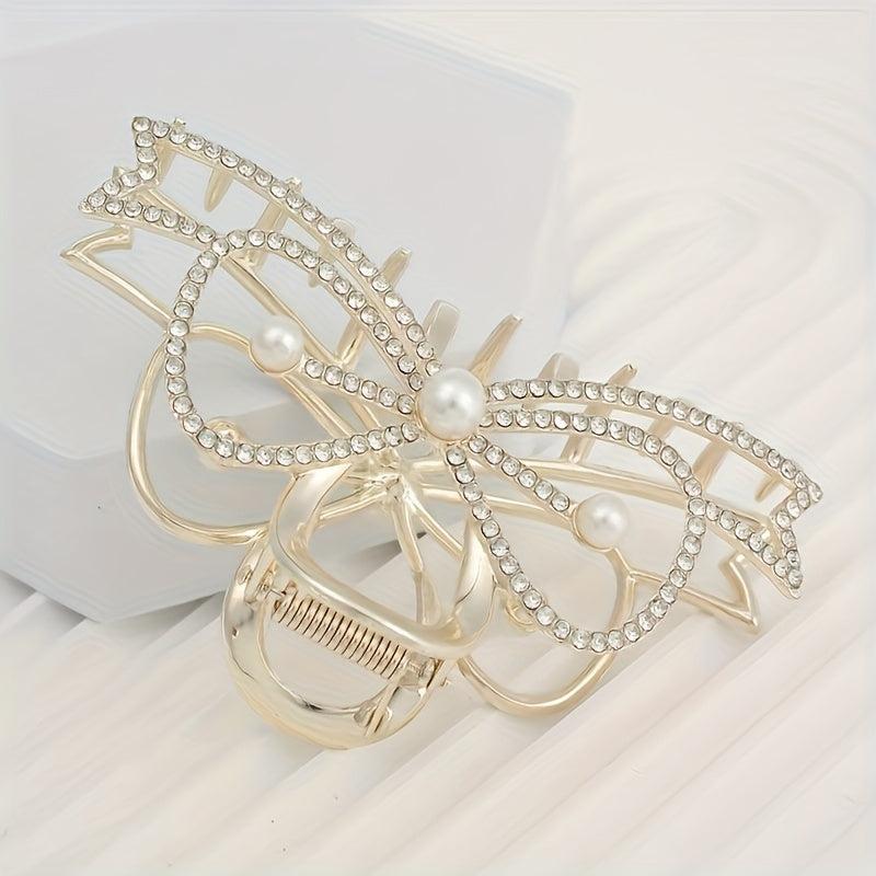 Rhinestone Butterfly Bow Hair Clip for Women Girls
