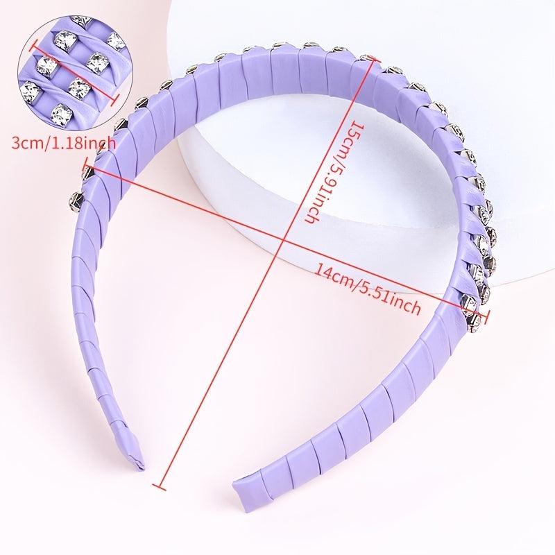 Hand Braided Headband Rhinestone Leather Hairband