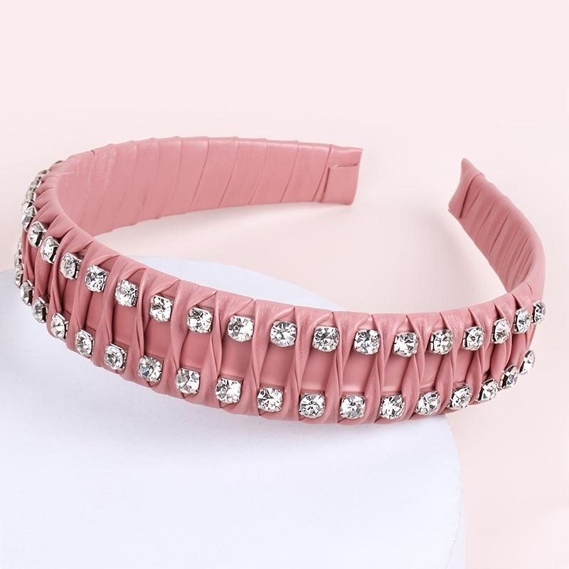Hand Braided Headband Rhinestone Leather Hairband