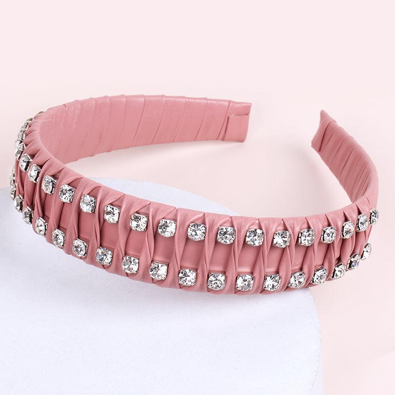 Hand Braided Headband Rhinestone Leather Hairband