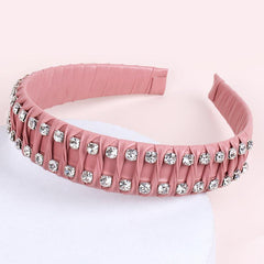 Hand Braided Headband Rhinestone Leather Hairband