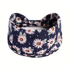 Daisy Pattern Headband Wide Sweatband Boho Style Hair Band