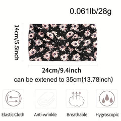 Daisy Pattern Headband Wide Sweatband Boho Style Hair Band
