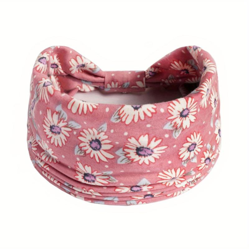 Daisy Pattern Headband Wide Sweatband Boho Style Hair Band