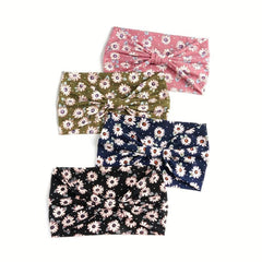 Daisy Pattern Headband Wide Sweatband Boho Style Hair Band