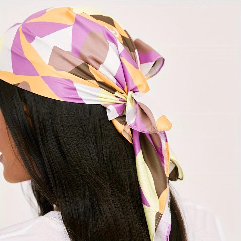 Boho Block Bandana Colorful Headband Retro Headdress Hair Accessories