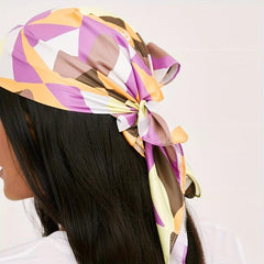 Boho Block Bandana Colorful Headband Retro Headdress Hair Accessories