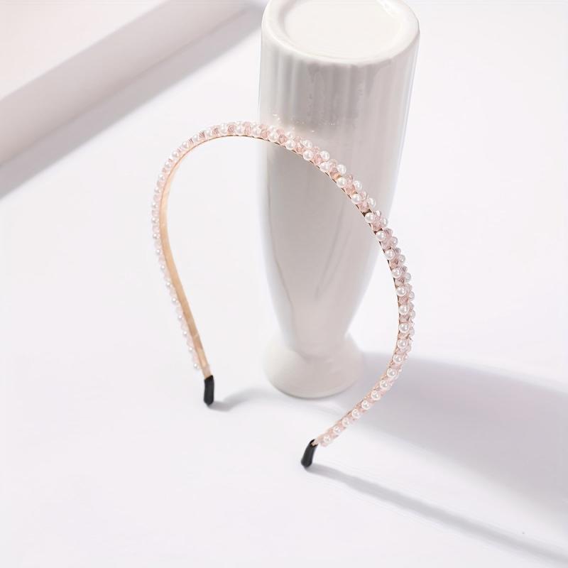 Faux Pearl Beaded Headband Non slip Head Hoop Skinny Headdress Hair Band