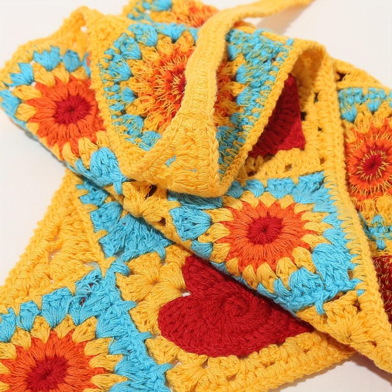 Crochet Head Scarf Heart Shape Sunflower Hollow Sweet Triangle Weaving Headband