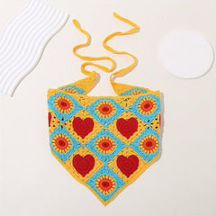 Crochet Head Scarf Heart Shape Sunflower Hollow Sweet Triangle Weaving Headband