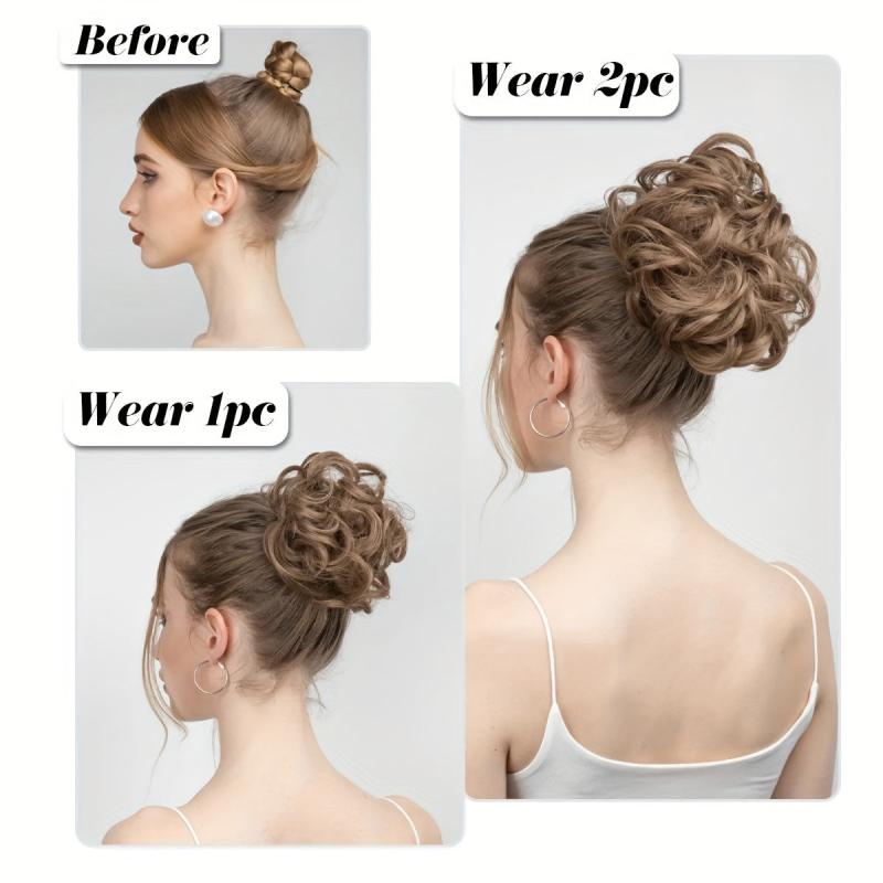 Curly Hair Bun Extensions Elastic Scrunchies Chignon Donut Updo Hair Pieces