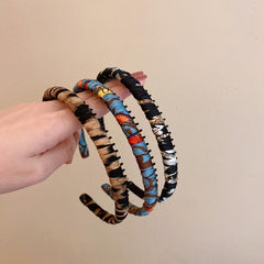 Leopard Print Headband with Teeth Non-slip Vintage Hair Accessory