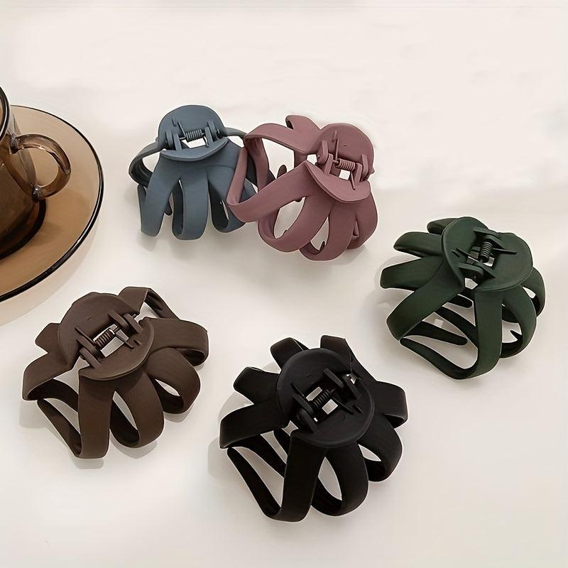 5pcs Frosted Hair Clip Octopus Hair Clip for Women Girls Solid Shark Clip