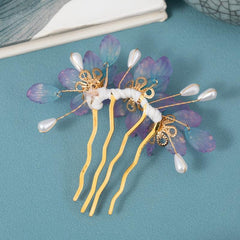 Purple Flower Hair Comb Vintage Hairpin Hanfu Accessories