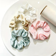 4pcs Solid Silky Scrunchies Hair Rope for Girls and Women