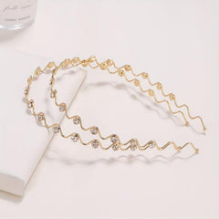 Wavy Rhinestone Head Hoop Hair Accessories for Women Girls