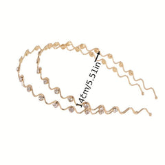 Wavy Rhinestone Head Hoop Hair Accessories for Women Girls