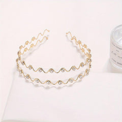Wavy Rhinestone Head Hoop Hair Accessories for Women Girls