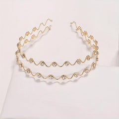 Wavy Rhinestone Head Hoop Hair Accessories for Women Girls