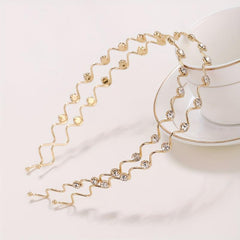 Wavy Rhinestone Head Hoop Hair Accessories for Women Girls