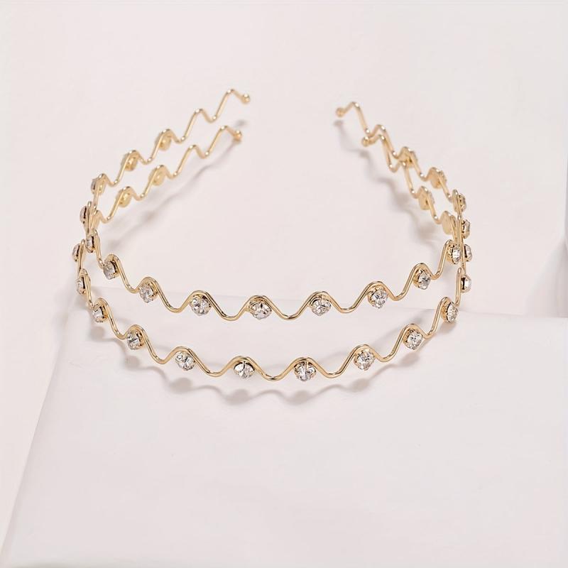 Wavy Rhinestone Head Hoop Hair Accessories for Women Girls