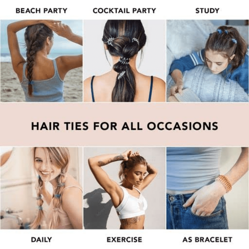 Spiral Hair Ties Waterproof Ponytail Holder Solid Hair Accessories