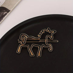 Hollow Horse Hairpin Women's Side Clip Jewelry Pony Hairpin Accessories