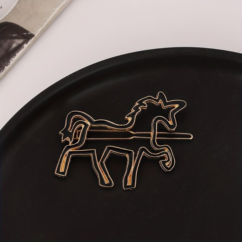 Hollow Horse Hairpin Women's Side Clip Jewelry Pony Hairpin Accessories