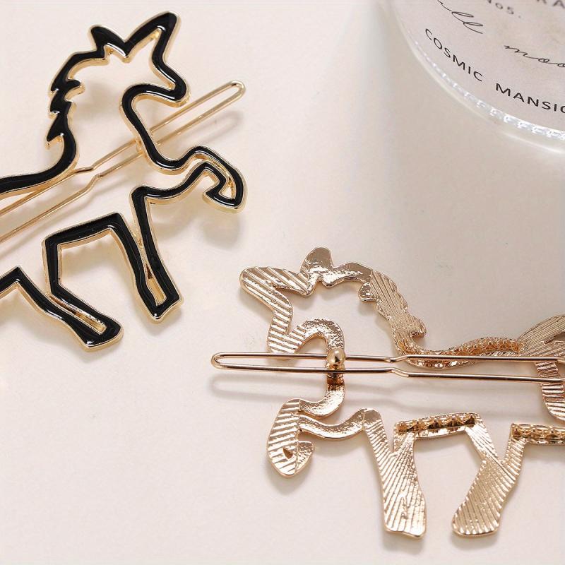 Hollow Horse Hairpin Women's Side Clip Jewelry Pony Hairpin Accessories