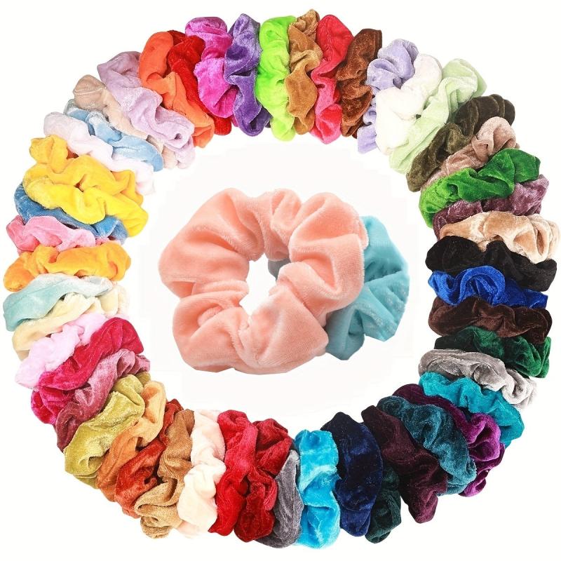 10pcs Velvet Solid Scrunchies Fuzzy Hair Tie Hair Ring Ponytail Holder